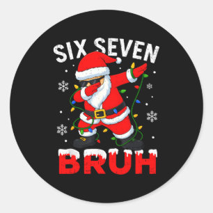 67 Meme Six Seven Bruh Dabbing Weihnachtsmann Lust Runder Aufkleber