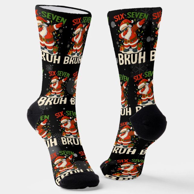67 Meme Six Seven Bruh Funny Christmas 6 7 Socken (Gewinkelt)