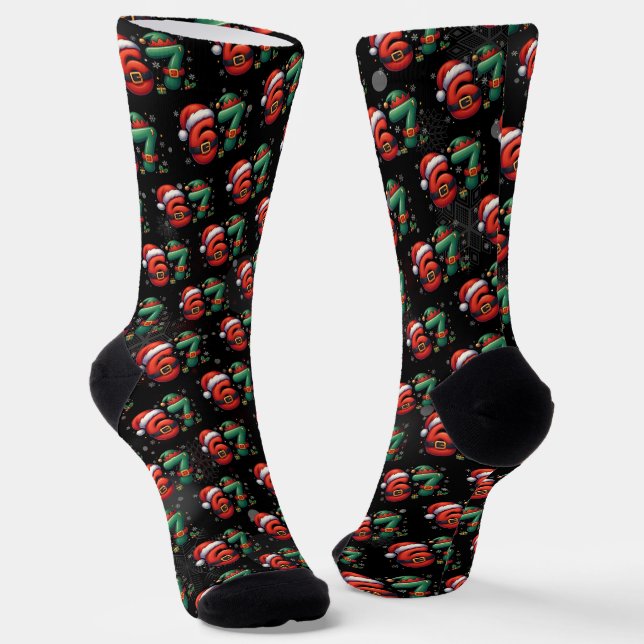 67 Meme Six Seven Bruh Funny Christmas 6 7 Socken (Gewinkelt)