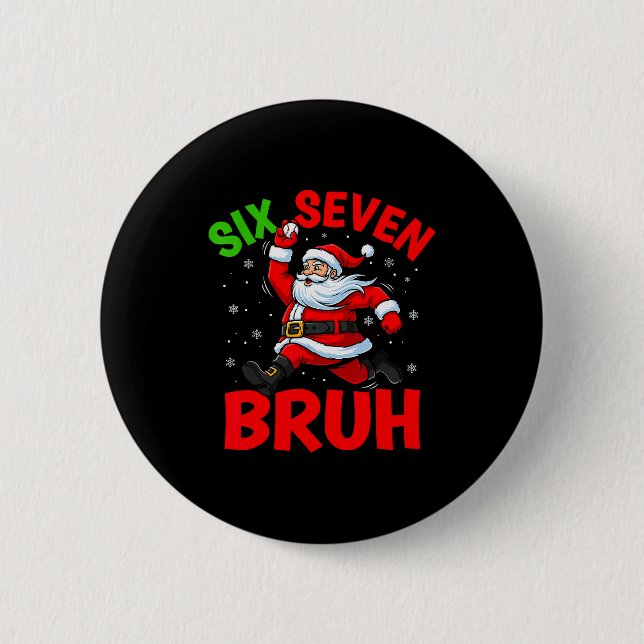 67 Meme Six Seven Bruh Santa Baseball Funny Christ Button (Vorderseite)