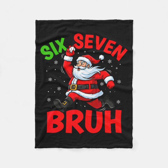 67 Meme Six Seven Bruh Santa Baseball Funny Christ Fleecedecke (Vorderseite)