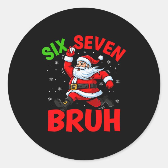 67 Meme Six Seven Bruh Santa Baseball Funny Christ Runder Aufkleber (Vorderseite)