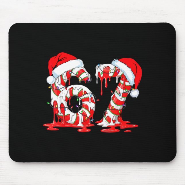 67 Meme Six Seven Candy Canes Drip Christmas Pajam Mousepad (Vorne)
