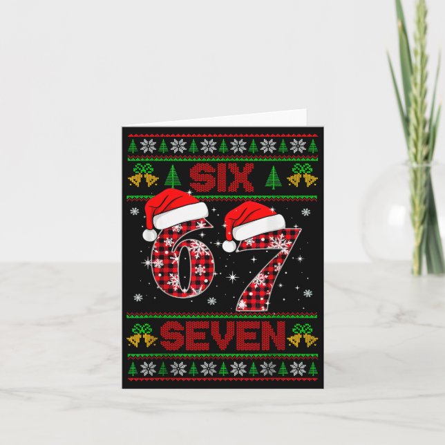 67 Meme Six Seven Christmas Ugly Sweater For Kids  Karte (Vorderseite)