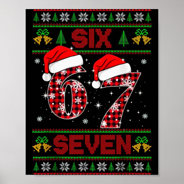 67 Meme Six Seven Christmas Ugly Sweater For Kids  Poster (Vorne)