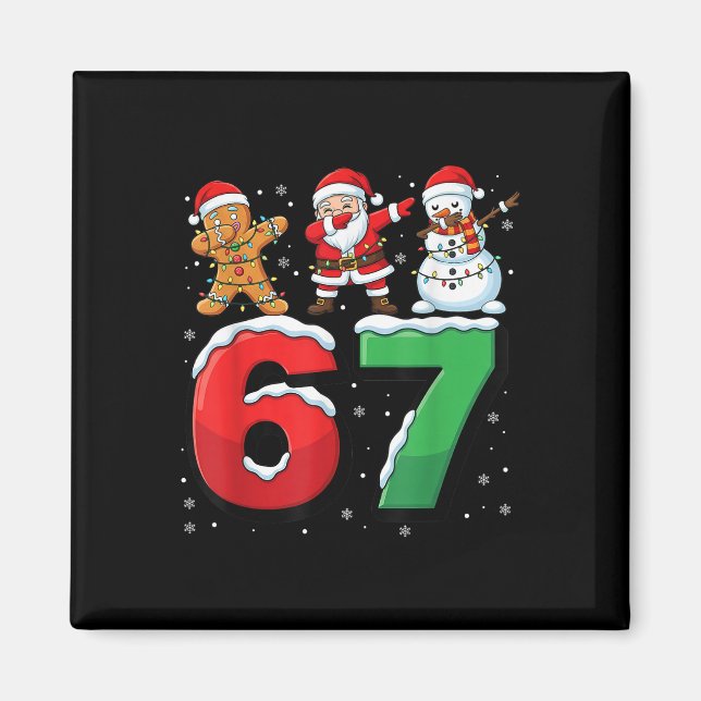 67 Meme Six Seven Dabbing Weihnachtsmann 6 7 Lusti Magnet (Vorne)