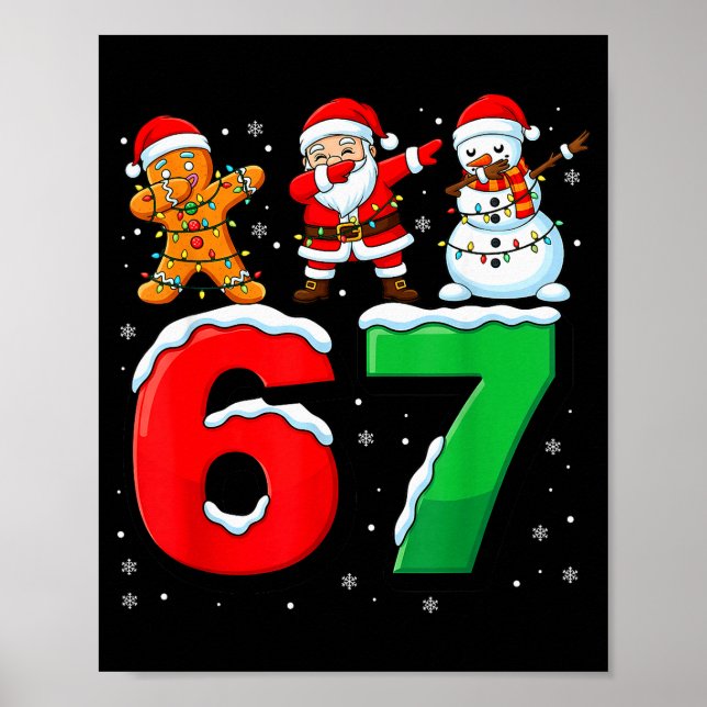 67 Meme Six Seven Dabbing Weihnachtsmann 6 7 Lusti Poster (Vorne)