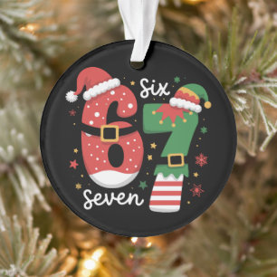 67 Meme Six Seven Elf Weihnachtsmann Mütze Ornament