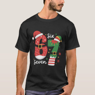 67 Meme Six Seven Elf Weihnachtsmann Mütze T-Shirt