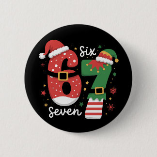 67 Meme Six Seven Elfen Weihnachtsmann Hut Button