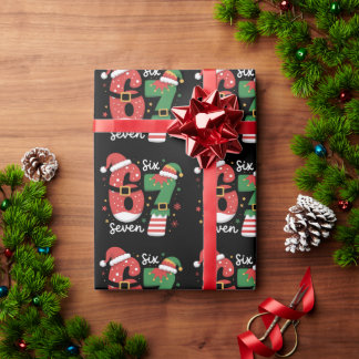 67 Meme Six Seven Elfen Weihnachtsmann Mütze Geschenkpapier