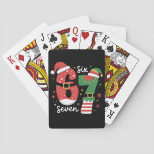 67 Meme Six Seven Elfen Weihnachtsmann Mütze Spielkarten