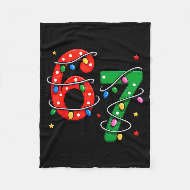 67 Meme Six Seven Funny Christmas Pajamas Boys Gir Fleecedecke (Vorderseite)