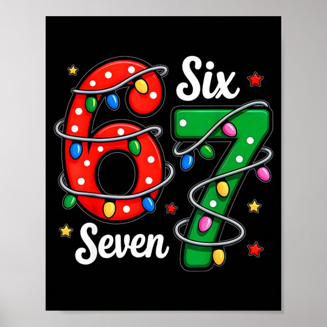 67 Meme Six Seven Funny Christmas Pajamas Boys Gir Poster (Vorne)