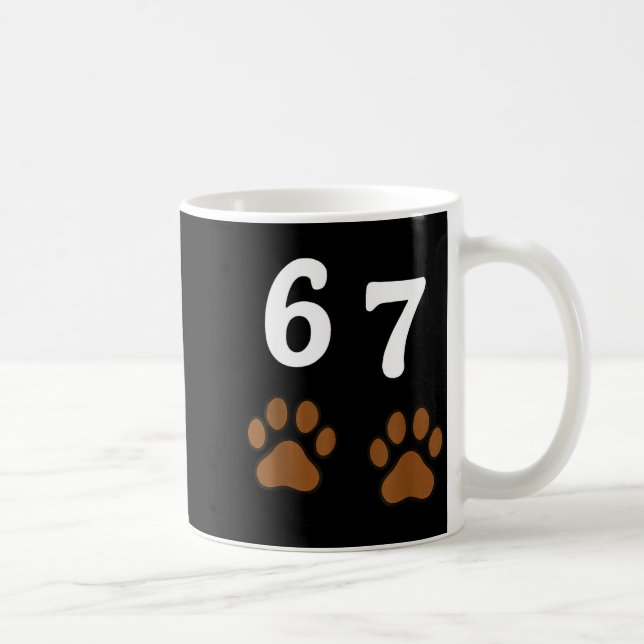 67 Meme Six Seven Funny Dog Paw  Kaffeetasse (Rechts)
