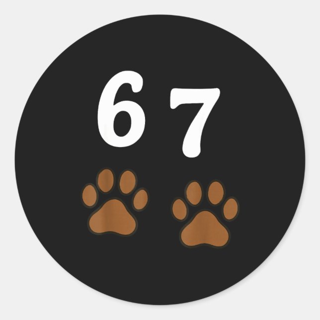 67 Meme Six Seven Funny Dog Paw  Runder Aufkleber (Vorderseite)