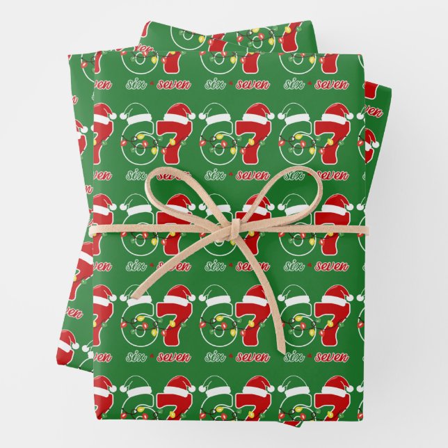 67 Meme Six Seven Gen Alpha Christmas  Geschenkpapier Set (Beispiel)