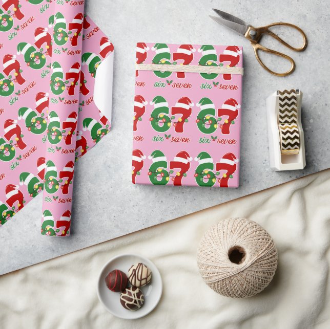 67 Meme Six Seven Gen Alpha Weihnachten  Geschenkpapier (Kunsthandwerk)