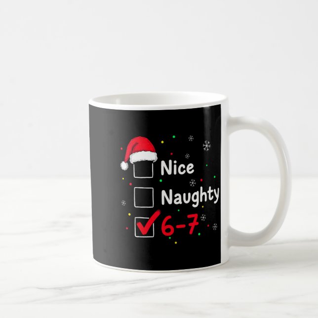 67 Meme Six Seven Men Boys Christmas 6-7 Meme Nice Kaffeetasse (Rechts)