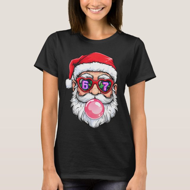 67 Meme Six Seven Number 6-7 6 7 Funny Santa Xmas  T-Shirt (Vorderseite)