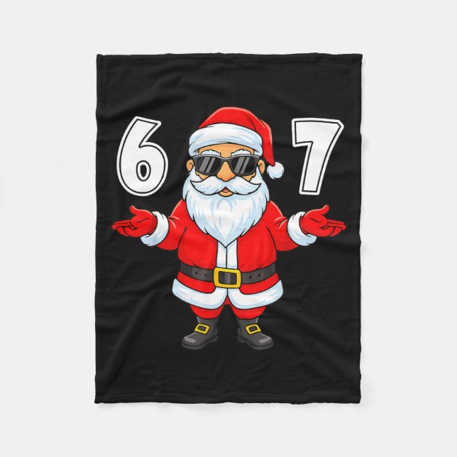 67 Meme Six Seven Number 6 7 Funny Santa Xmas Chri Fleecedecke (Vorderseite)