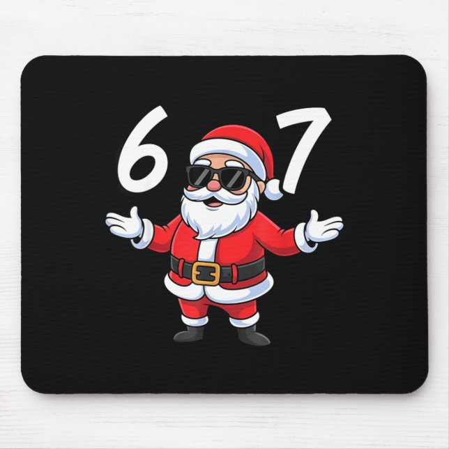 67 Meme Six Seven Number 6 7 Santa Xmas Christmas  Mousepad (Vorne)