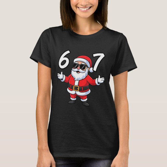 67 Meme Six Seven Number 6 7 Santa Xmas Christmas  T-Shirt (Vorderseite)