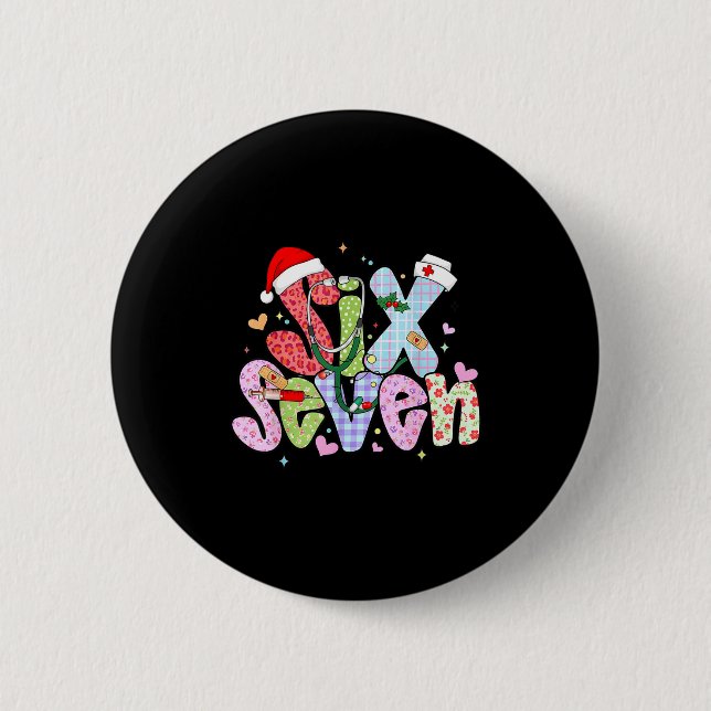 67 Meme Six Seven Nurse Christmas Funny Nursing Wo Button (Vorderseite)