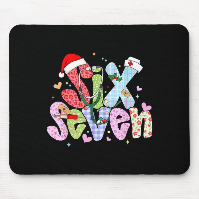 67 Meme Six Seven Nurse Christmas Funny Nursing Wo Mousepad (Vorne)