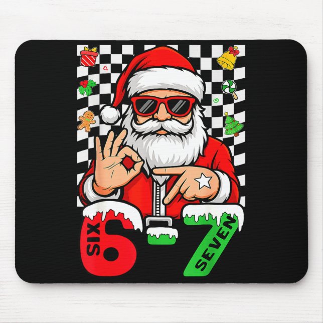 67 Meme Six Seven Santa Xmas Christmas Men Women B Mousepad (Vorne)