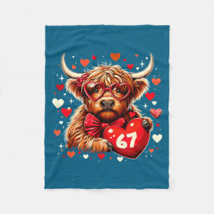 67 Meme Six Seven Valentinstag Highland-Kuh Süße L Fleecedecke