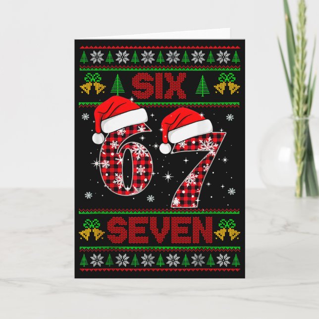 67 Meme Six Seven Weihnachts hässlicher Pullover f Karte (Vorderseite)