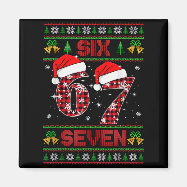 67 Meme Six Seven Weihnachts-Ugly-Sweater für Kind Magnet (Vorne)