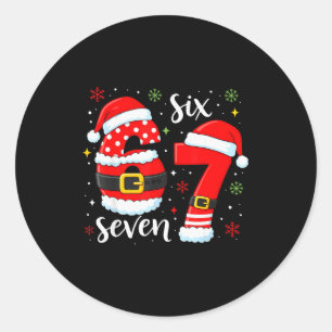 67 Meme Six Seven Weihnachtsmann 6 7 Lustige Weihn Runder Aufkleber