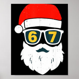 67 Meme Six Seven Weihnachtsmann-Gesicht Kinder Mä Poster