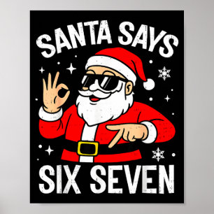 67 Meme Six Seven Weihnachtsmann Lustiges Weihnach Poster