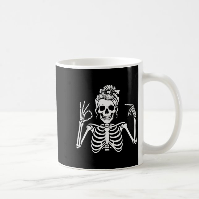 67 Meme Skeleton Hand 6 7 Halloween Six Seven Funn Kaffeetasse (Rechts)