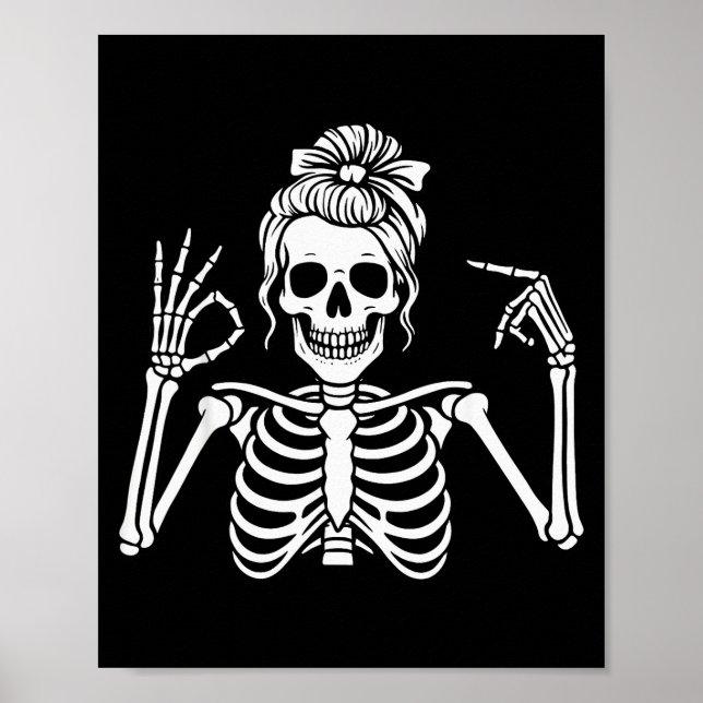 67 Meme Skeleton Hand 6 7 Halloween Six Seven Funn Poster (Vorne)