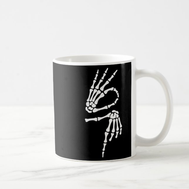 67 Meme Skeleton Hand 6 7 Halloween Six Seven  Kaffeetasse (Rechts)