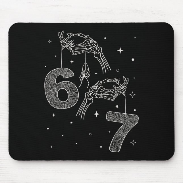 67 Meme Skeleton Hand Funny Halloween Six Seven Te Mousepad (Vorne)