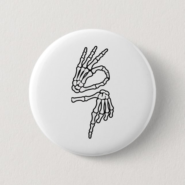 67 Meme Skelett Hand 6 7 Halloween Sechs Sieben _1 Button (Vorderseite)