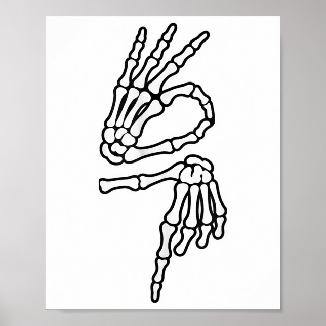 67 Meme Skelett Hand 6 7 Halloween Sechs Sieben _1 Poster (Vorne)