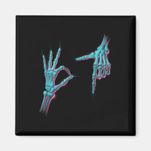 67 Meme Skelett Hand 6 7 Halloween Sechs Sieben Lu Magnet