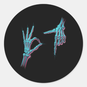 67 Meme Skelett Hand 6 7 Halloween Sechs Sieben Lu Runder Aufkleber