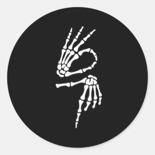 67 Meme Skelett Hand 6 7 Halloween Sechs Sieben Runder Aufkleber