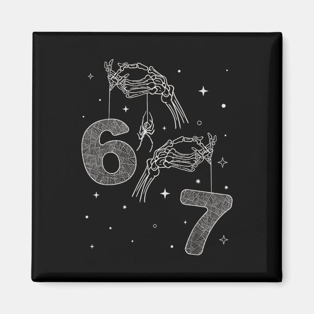 67 Meme Skelett Hand Funny Halloween Six Seven Te Magnet (Vorne)