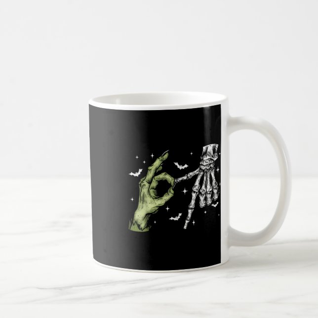 67 Meme Skelett Zombie Hand 6 7 Halloween Sechs Si Kaffeetasse (Rechts)