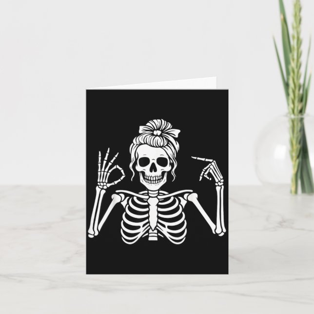 67 Meme Skeletthand 6 7 Halloween Sechs Sieben Karte (Vorderseite)