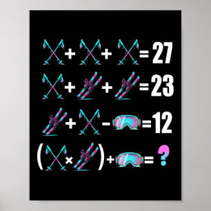 67 Meme Skifahren Eiscreme-Tropfen mit Skiern Stöc Poster