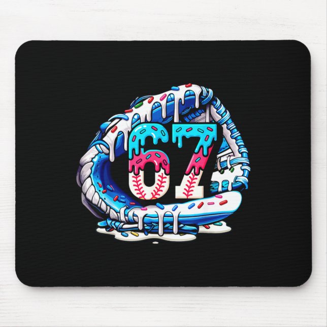 67 Meme Slang Baseball Glove Drip Ice Cream Six Se Mousepad (Vorne)